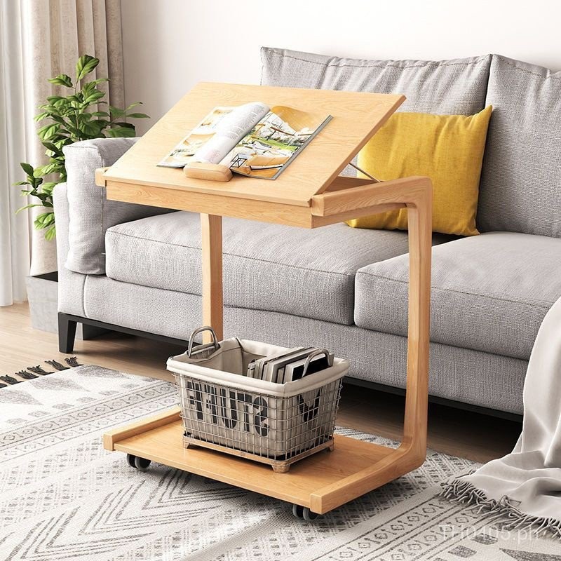 Movable Coffee Table Study Solid Wood Side Table QX Small Apartment u ...