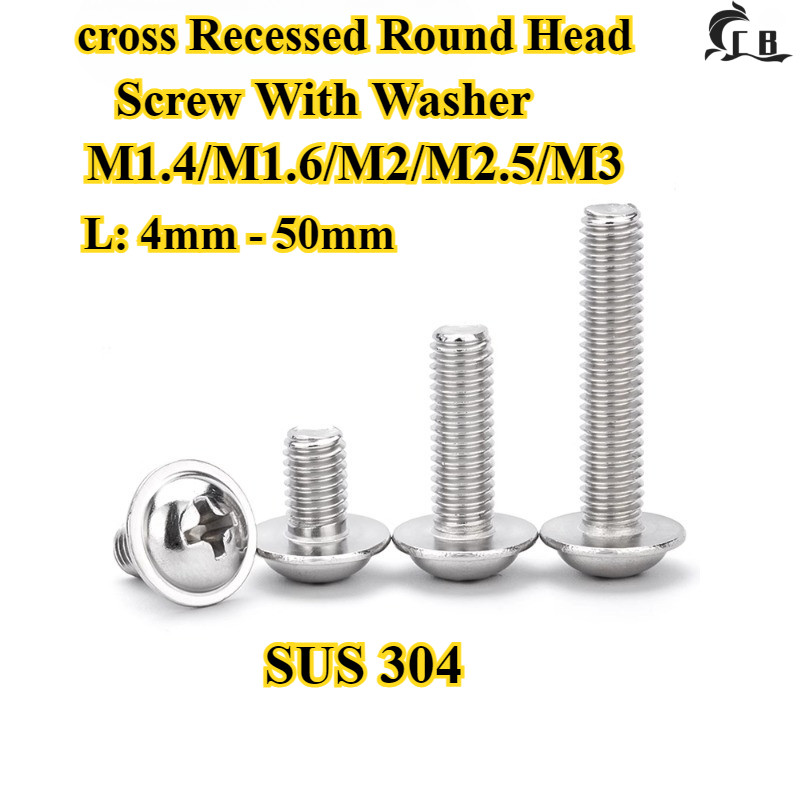[CB-YTDDLS] SUS 304, Phillips Round Head with Washer Screw M1.4/M1.6/M2 ...