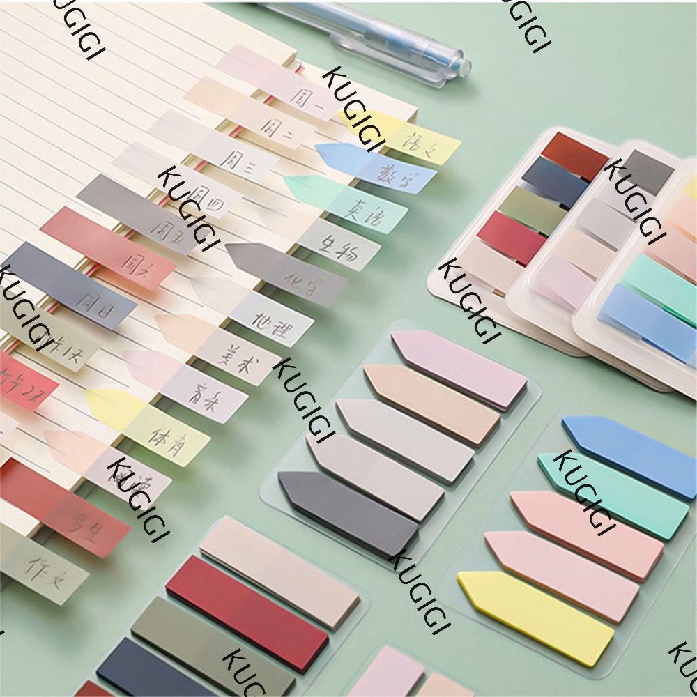 KUGIGI 100 Sheets Sticky Notes Stationery Vintage Color Tab Strip Label ...