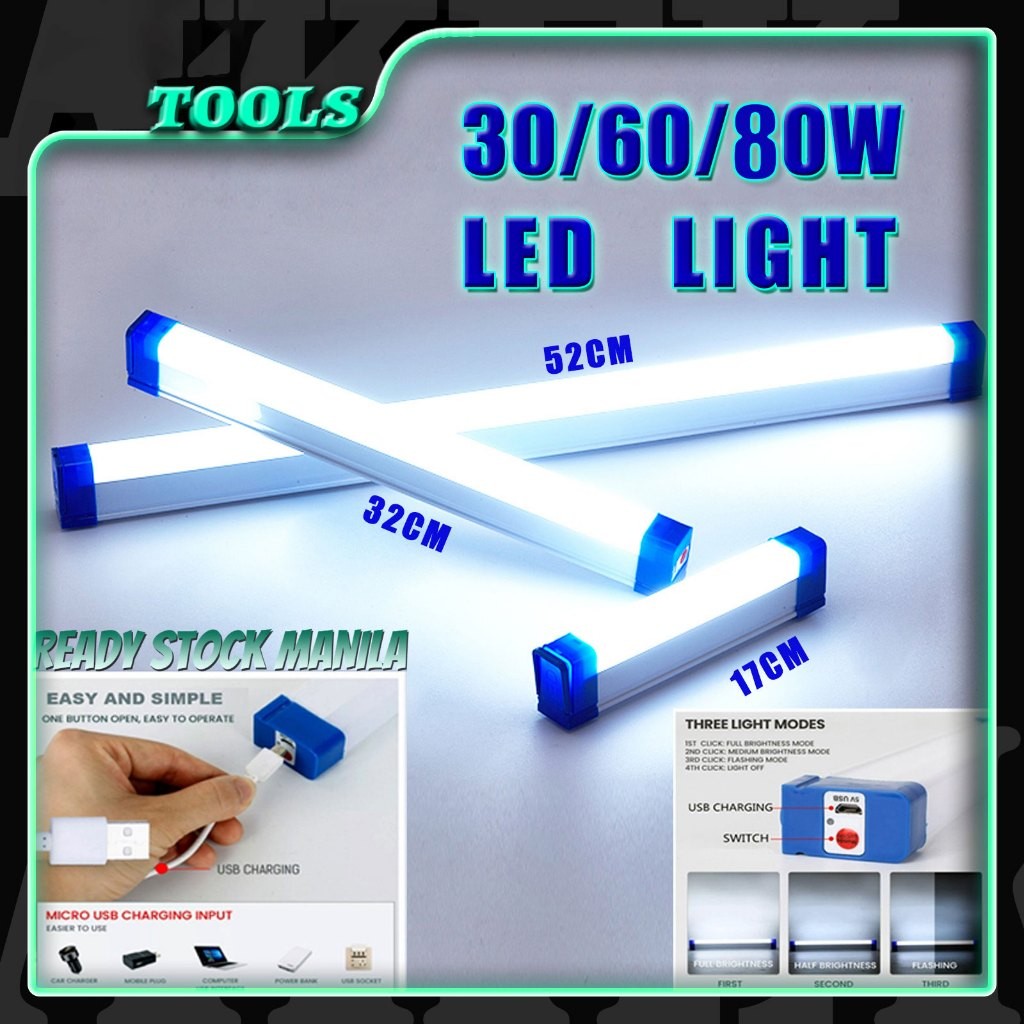 LED Emergency Light USB Rechargeable Lamp Light Tube Portable Light ...