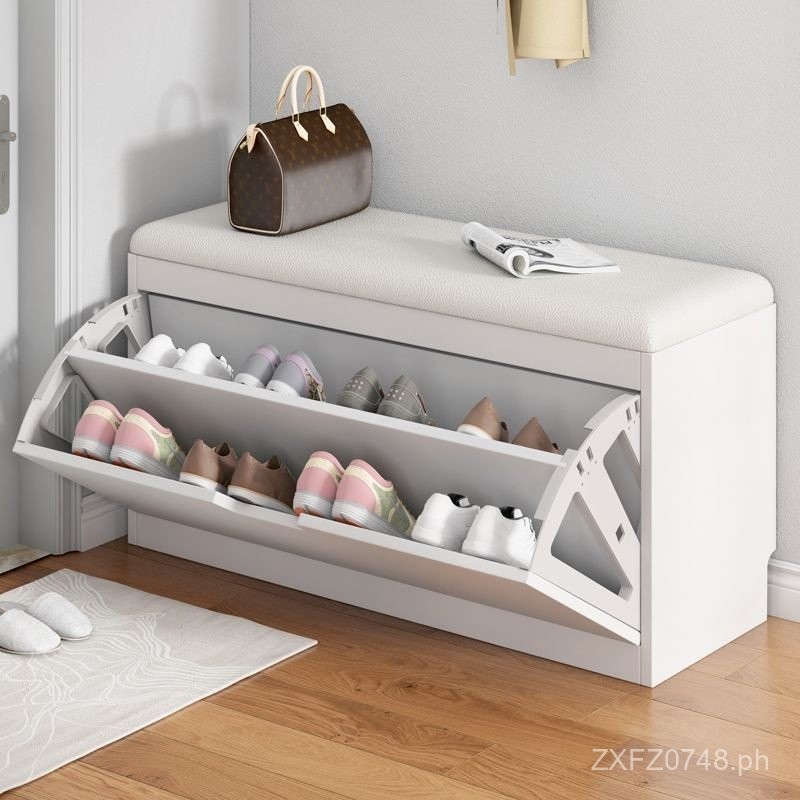 Entryway Shoe Bench with Integrated Shoe Cabinet, Convertible Shoe ...
