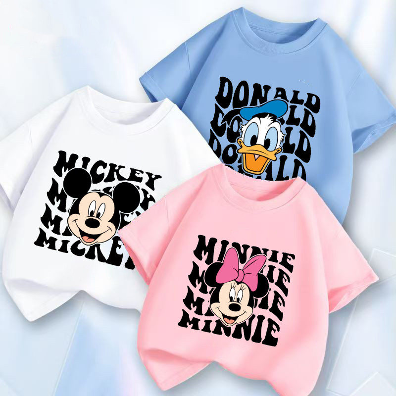 Mickey Mouse Kids Short Sleeve T-shirt Cotton Boys Girl Summer Tops ...