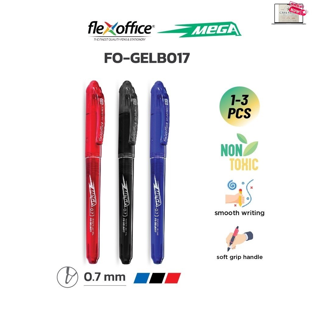 FlexOffice Mega Smooth Ink Ballpen 0.7mm | Black, Red, Blue | 1pc ...