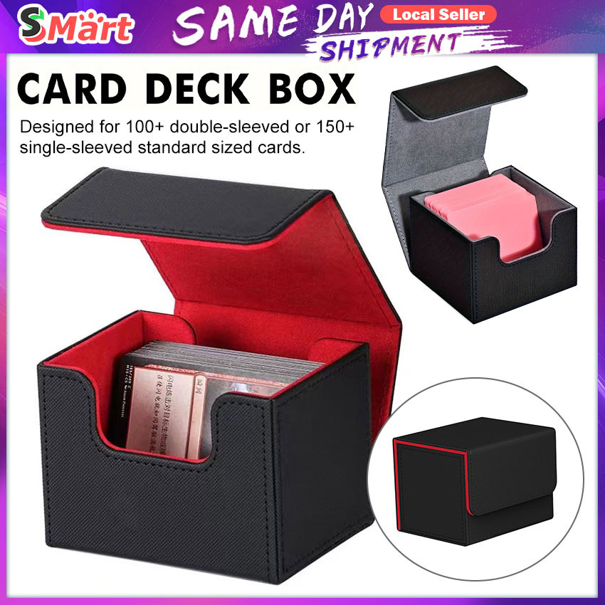 Card Deck Storage Box Fits 100 Pcs Cards PU Leather Strong Magnet Case ...