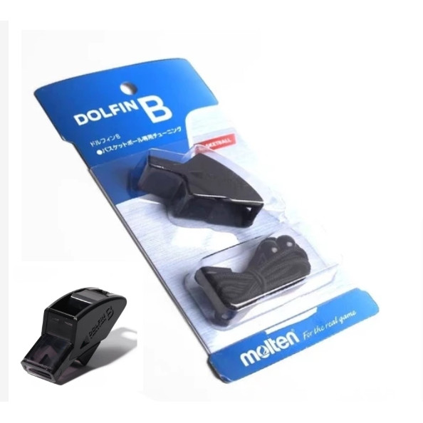 Fischietto Da Arbitro MOLTEN RA0080-K DOLFIN B - Nero, Volume 124 DB, Con Catena, Made In Japan