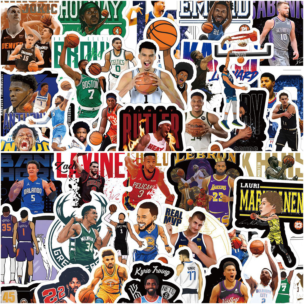 Y&P| NBA Superstar Stickers Set Sports Graffiti Waterproof Decals Pack ...