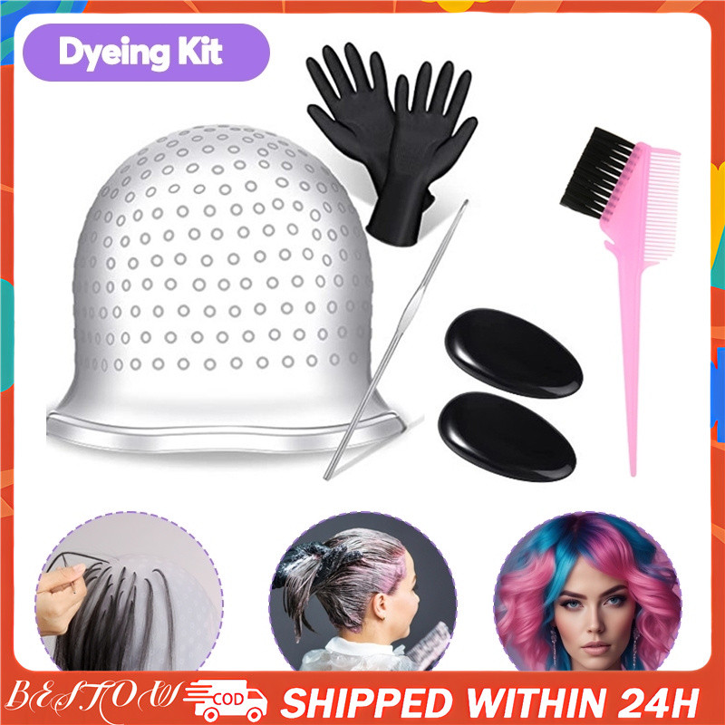 Silicone Highlight Caps Set for Color Hair Professional Reusable ...