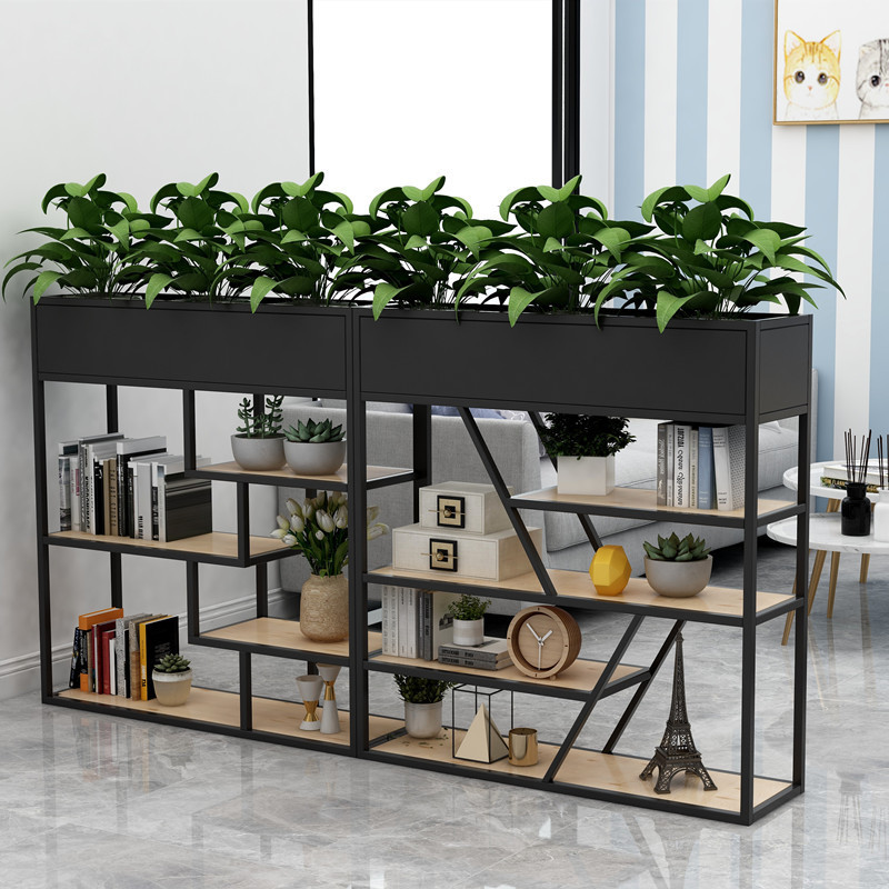 loft Iron Partition Storage Rack Screen Modern Minimalist Green Plant ...
