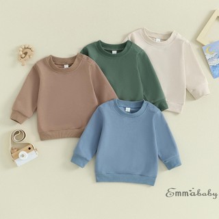 Emma-Toddler Baby Boys Sweatshirts Long Sleeve Crewneck Solid Color ...