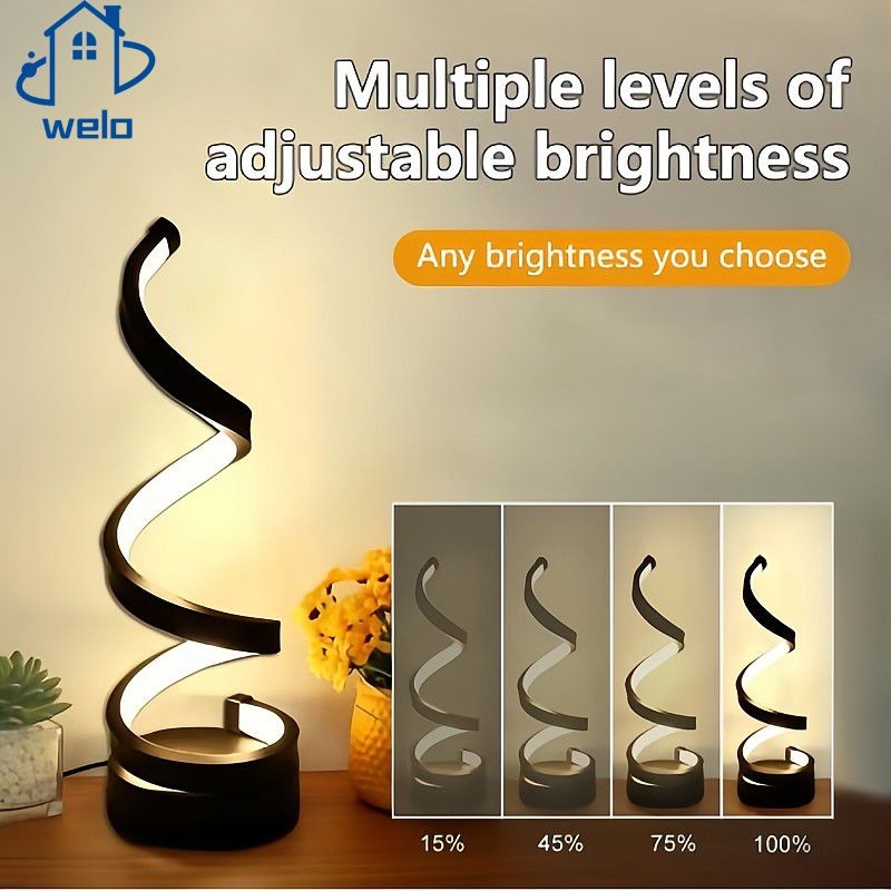WELO Spiral Table Lamp Three Color Dimmable Desk Lamp Ambient Light ...