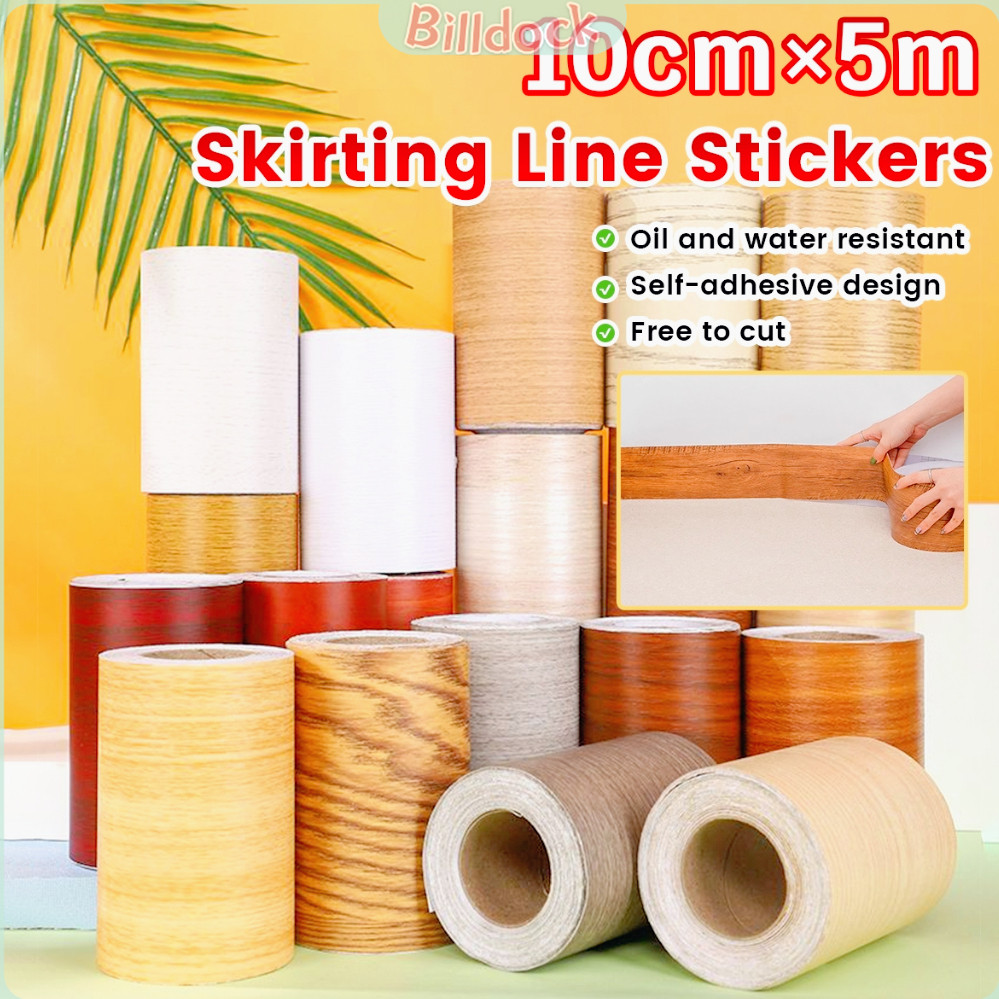 Wood Grain PVC Self Adhesive Wallpaper Waterproof Skirting Line Wood ...