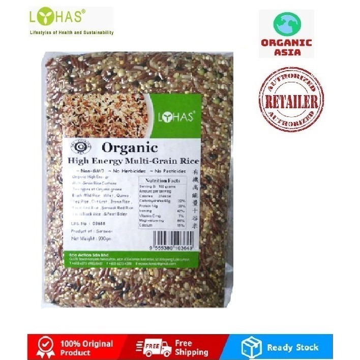 LOHAS Organic High Energy Multi-Grain Rice (900gm) 有机高能量十谷米 | Shopee ...