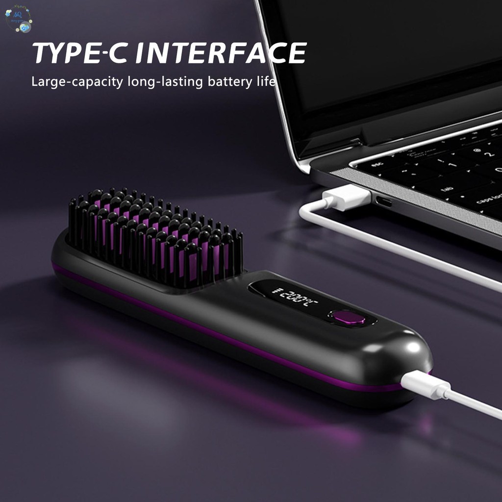 Cordless Electric Hair Straightener Digital Display Anti-scald Hair ...