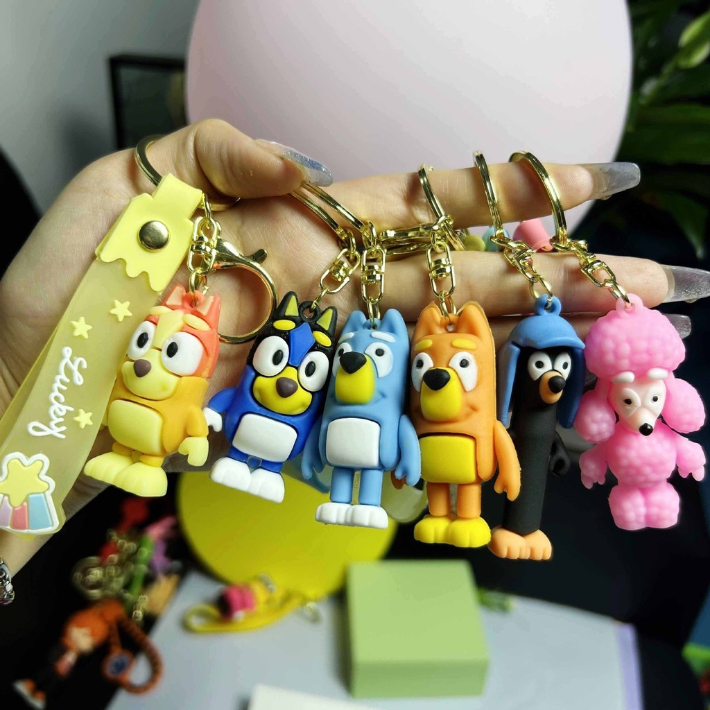Bluey Keychain Family Action Figure Bingo Chilli Joint Movable Doll ...