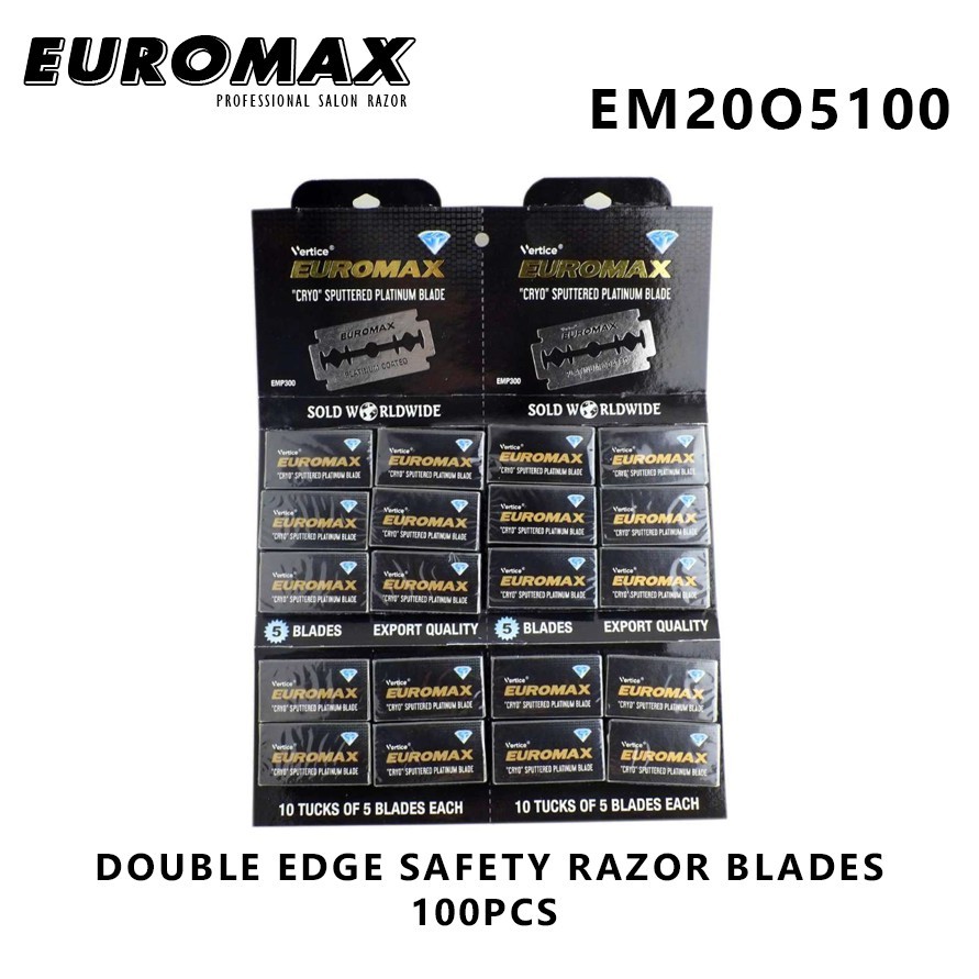 Razor Blade Double Edge Shaving Safety Razor Blades EUROMAX(100 pcs ...