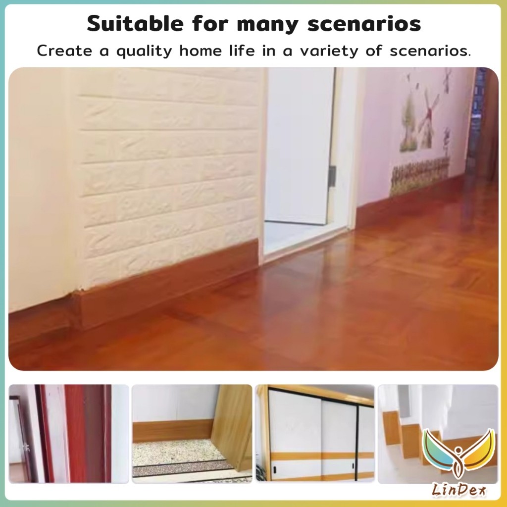 LD Wood Grain PVC Self Adhesive Wallpaper Waterproof Skirting LineWood ...