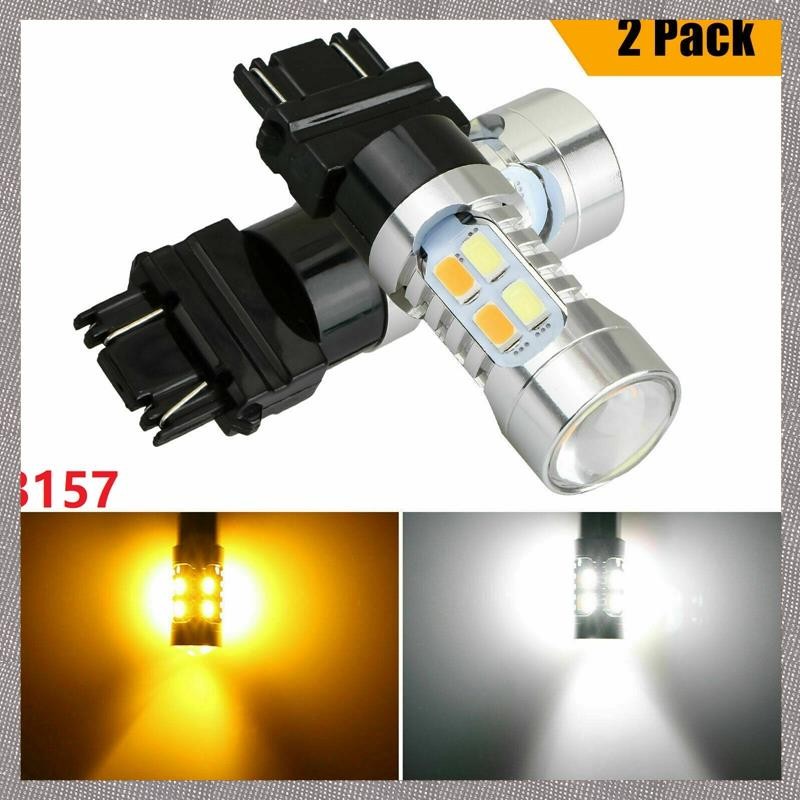 2x 3157 Switchback LED Bulbs – Cool White & Amber Turn Signal Lights (Type 2, 20 SMD)