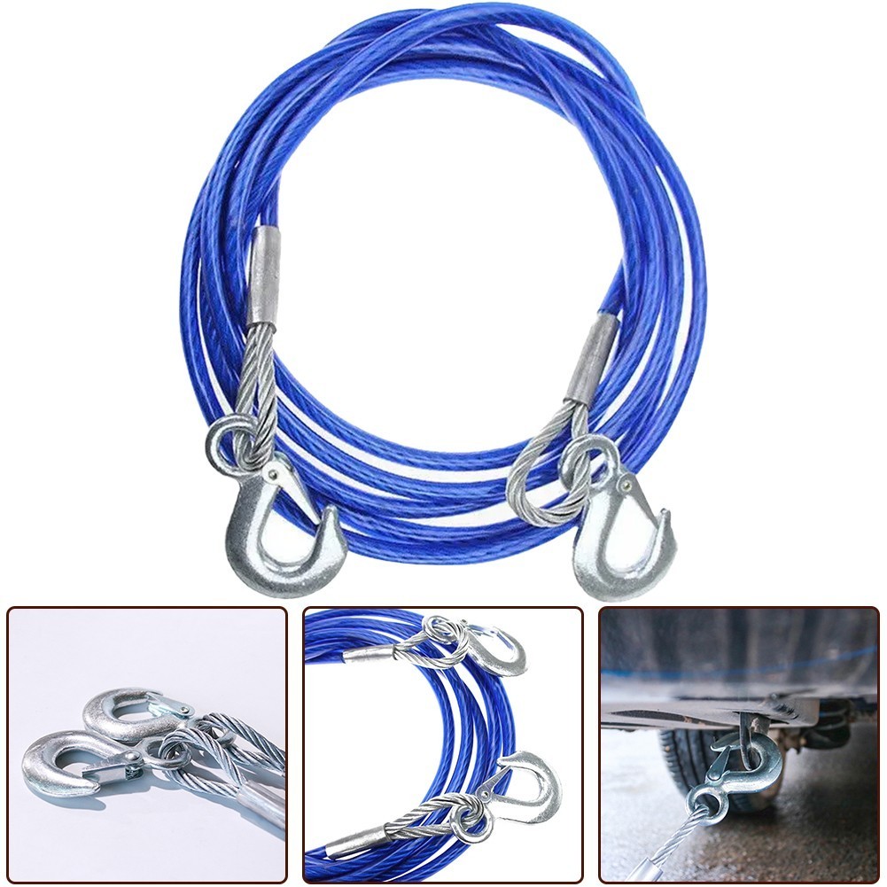 Rubber Coated Tow Recovery Hook Rope 5 Ton 4Meter Heavy Duty Steel Wire ...