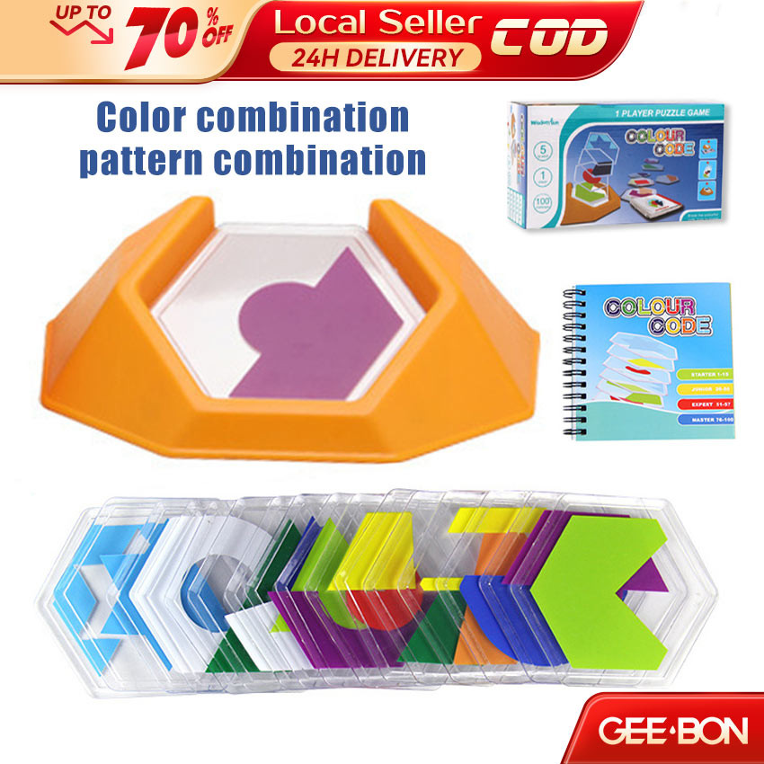 GEEBON Smart Games 100 Challenge Color Code Puzzle Game Tangram Jigsaw ...