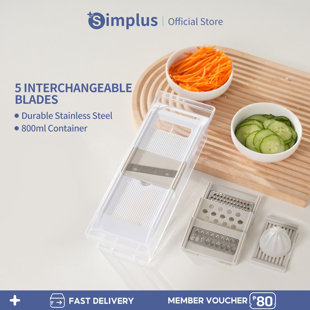 Simplus Food Chopper Multi-Functional Vegetable Slicer 5 Blades with ...
