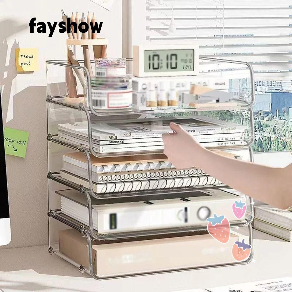 FAY Desktop File Tray, Transparent Large Capacity A4 Document Paper ...