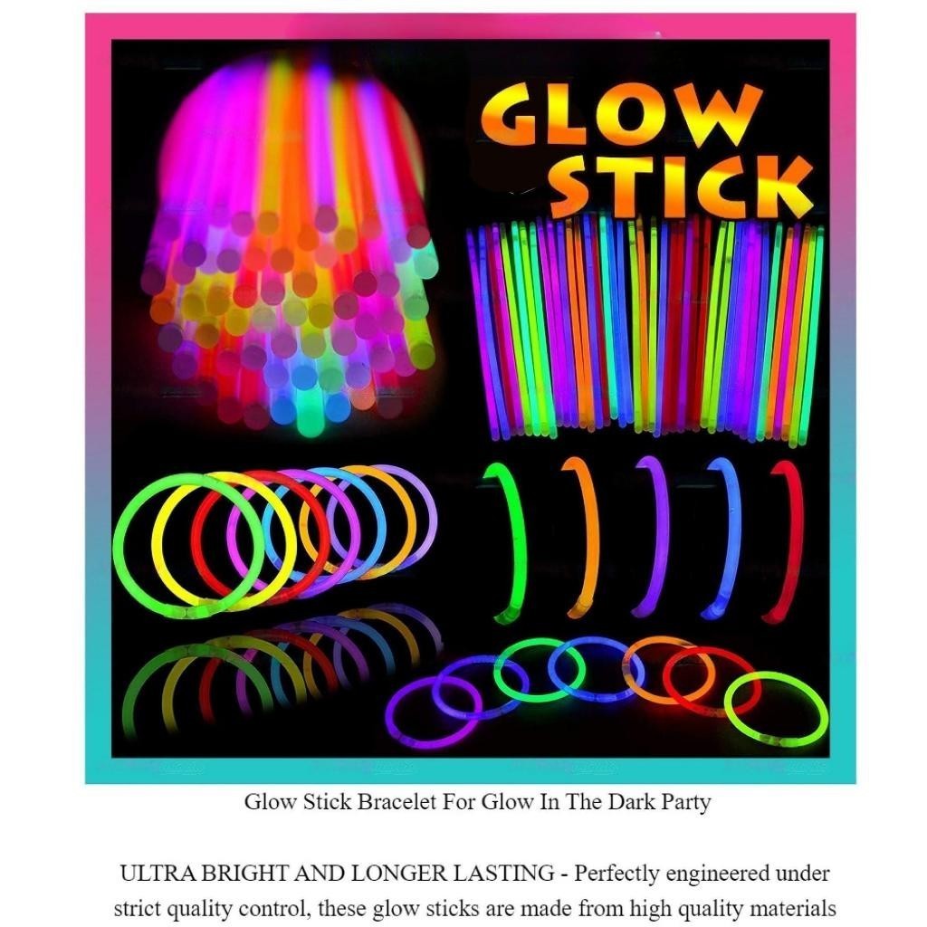 50pcs Glow Sticks Party Fluorescence Light Glow Bracelet Necklace Neon ...