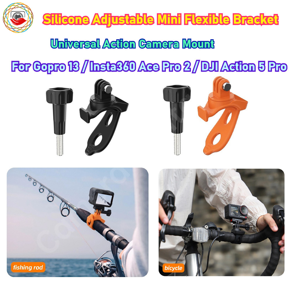 Universal Action Camera Mount Silicone Adjustable Mini Flexible Bracket ...