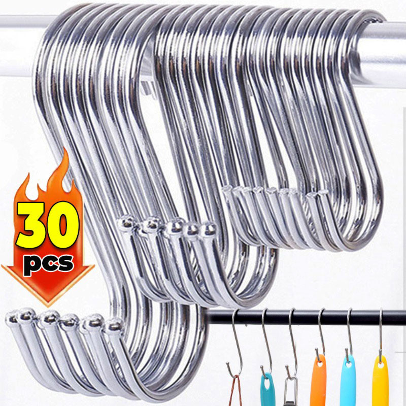 10/30Pcs Stainless Steel S Shaped Hook / Multi-Purpose Railing Hanger ...