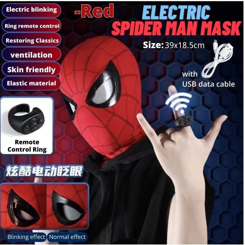 Spider Man Mask, Headgear, Eyes Movable, Blink, Glowing, Cosplay, Funny ...