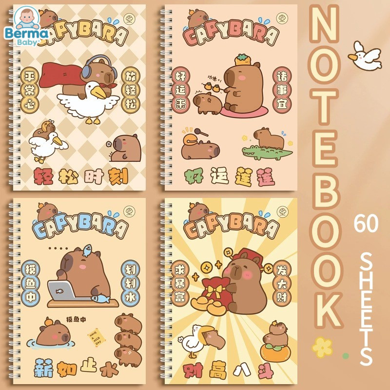 Cartoon Notebook Capybara Thickened A5 Coil Spiral Notebook Student ...