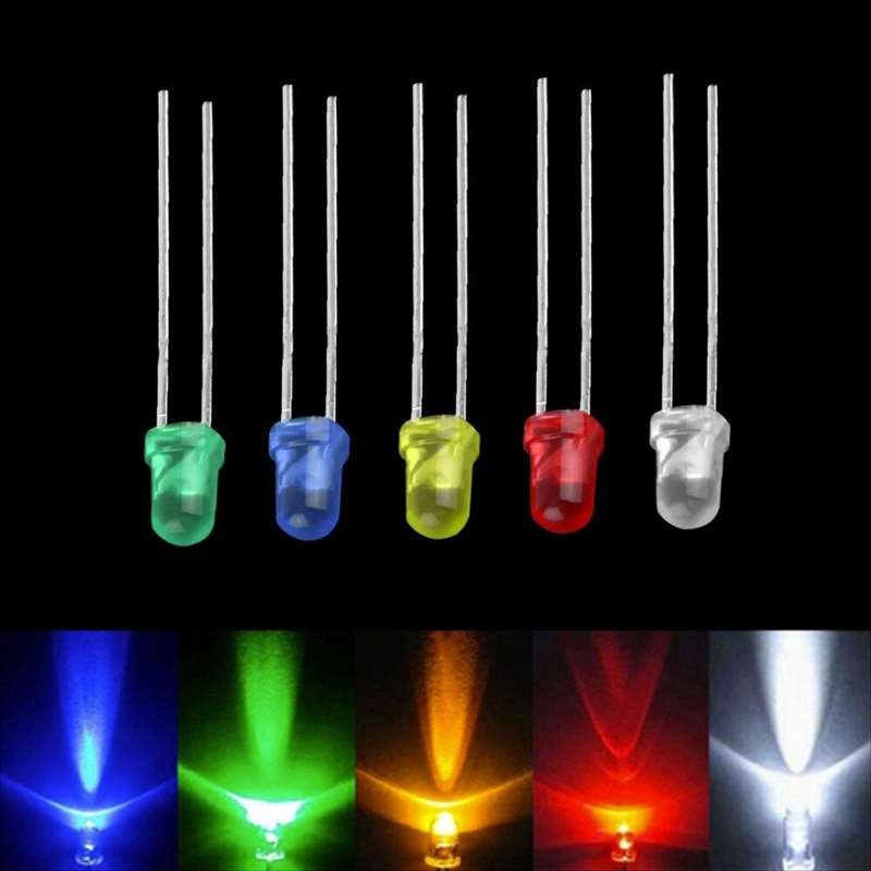 100pcs/set High Performance Five Color LED Light Bulb High Power 2pin ...