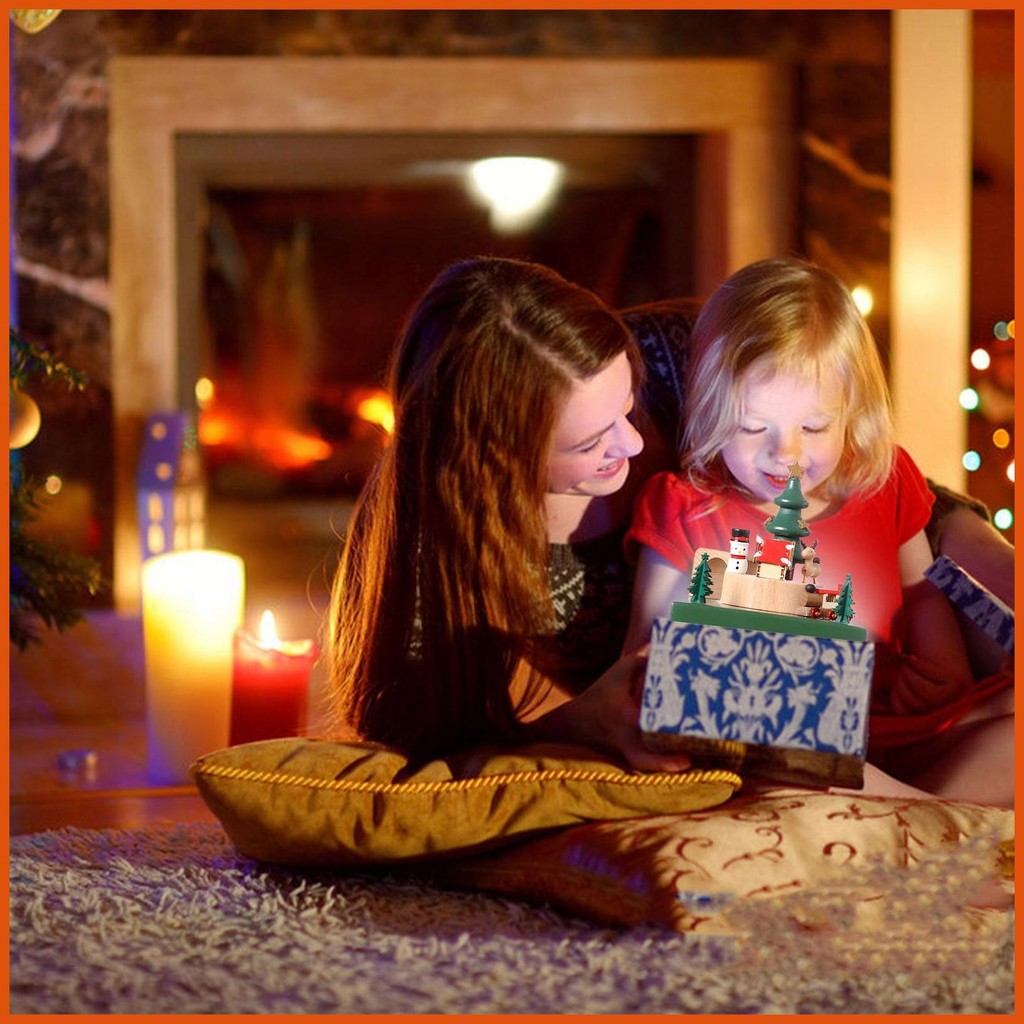 Christmas Music Box Musical Box Wooden Handicrafts Holiday Desktop ...