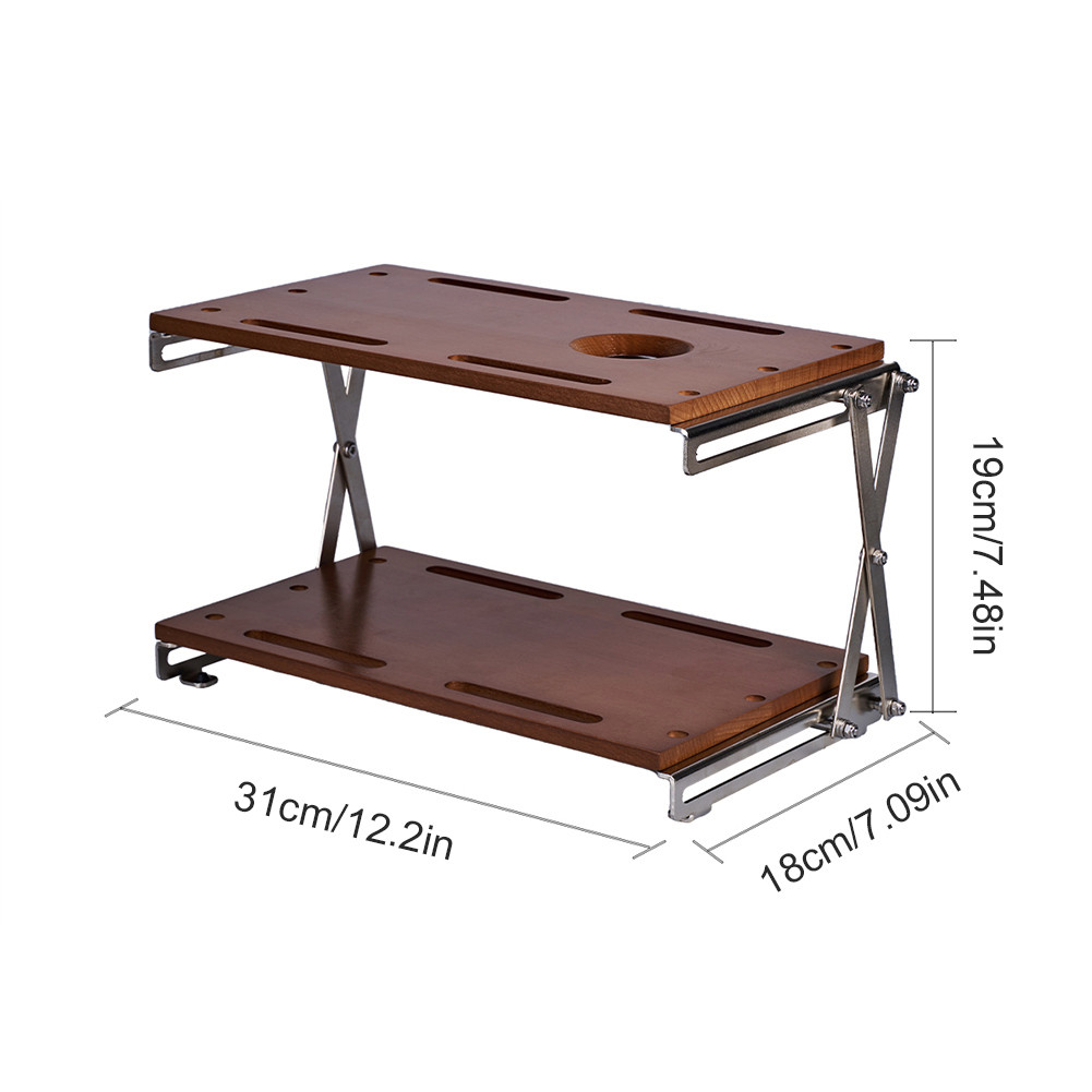 Double Layer Wooden Outdoor Camping Rack Multifunctional Portable ...
