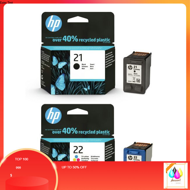 HP ink 21 Black and 22 Tri-color Original Ink Cartridge HP DESKJET HP ...