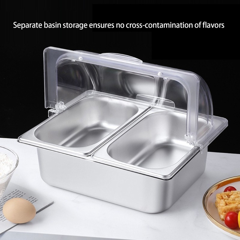 exhila Stainless Steel Condiment Display Rack Serving Pan for Kitchen ...