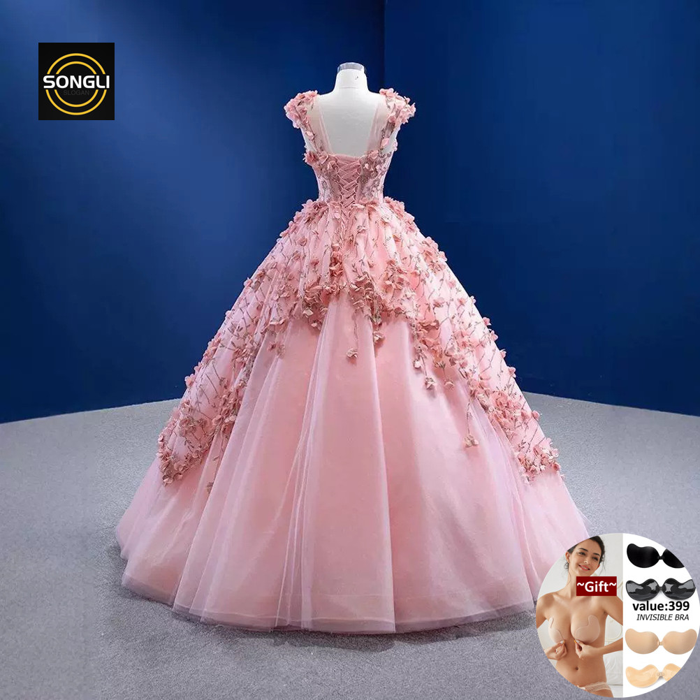 HOT Ball Gown Debut Gowns Pink Pink Flower Debut Gown
