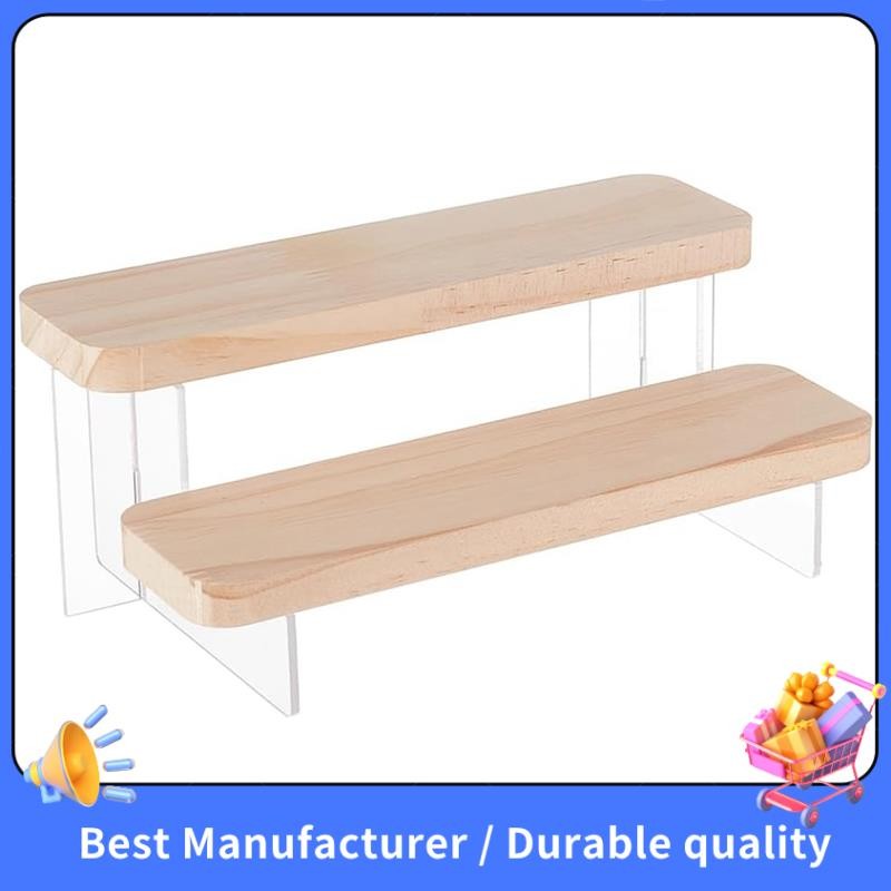 1 PCS 2-Tier Figure Display Stand Wooden Tiered Organizer Holder for ...
