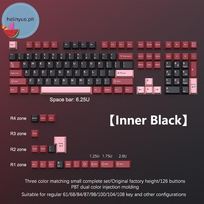 helinyue 126 Keys Double Shot Keycap PBT Cherry Mechanical Game ...