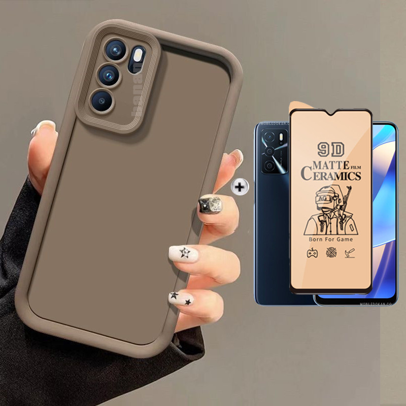 in OPPO A16 Shockproof Phone Case for OPPO A15 A17 A58 A78 A5S A12 A7  Privacy Tempered Glass Screen Protector