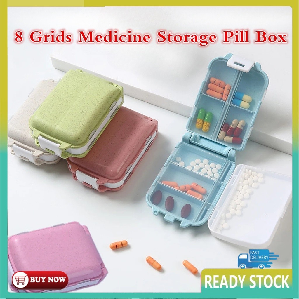 8Grids Medicine Storage Pill Box Portable Travel Tablet Storage ...