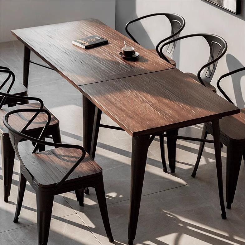 Chair Industrial Style Solid Wood Combination Iron Table and Chair ...