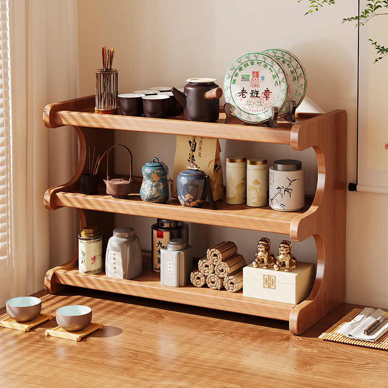 4/3/2 Layer Retro Durable Countertop Storage Rack for Tea Cups Banboo ...