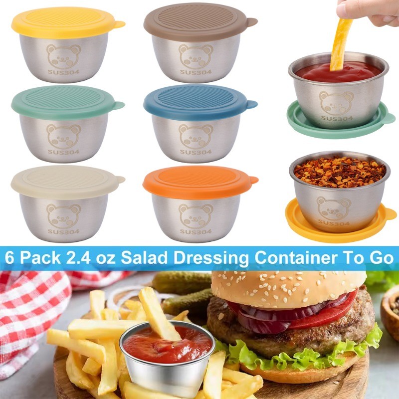 1/3/6Pcs Mini Salad Dressing Containers / Cartoon Stainless Steel ...