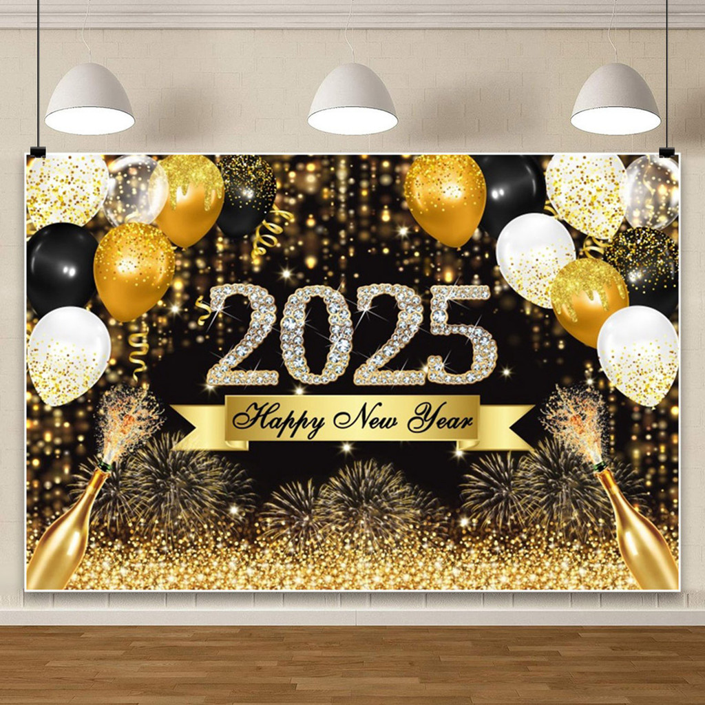 120X80CM Happy New Year Banner 2025 New Years Backdrop New Years Eve