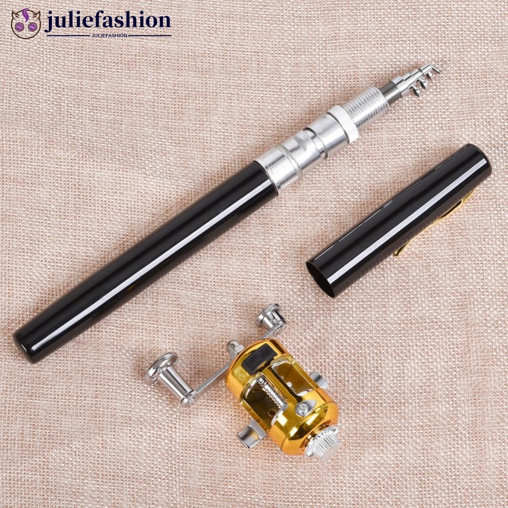 JULIEFASHION 1.4/1.6M Mini Pen Fishing Rod Retractable Pocket Ice ...