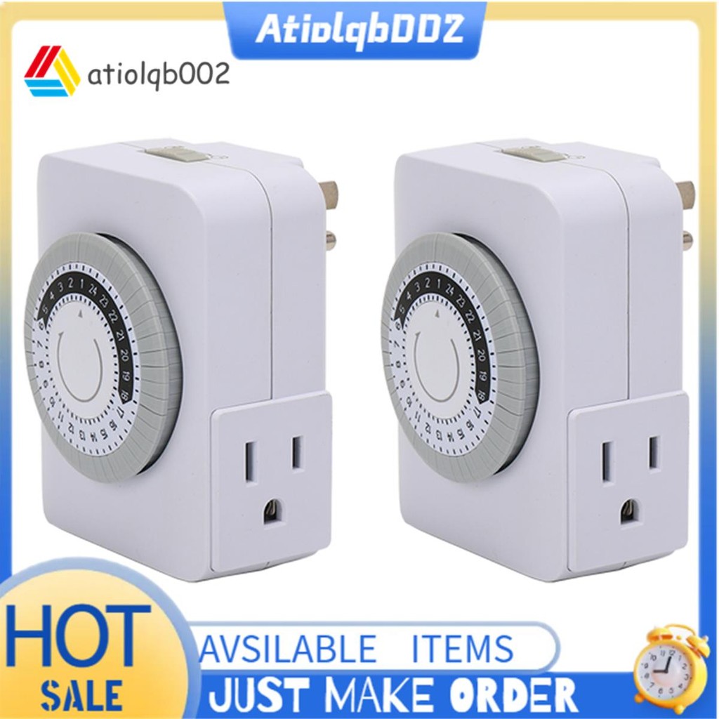 US Plug, 2Pcs 24-Hour Outlet with 2 Grounded Outlets Outlet for ...