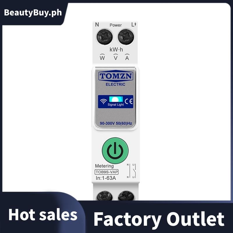 TOB9S-VAP TUYA Smartlife 63A 1P+N WIFI Smart Switch Energy Meter Kwh  Metering Monitoring Circuit Breaker Relay MCB Amazing | Shopee Philippines