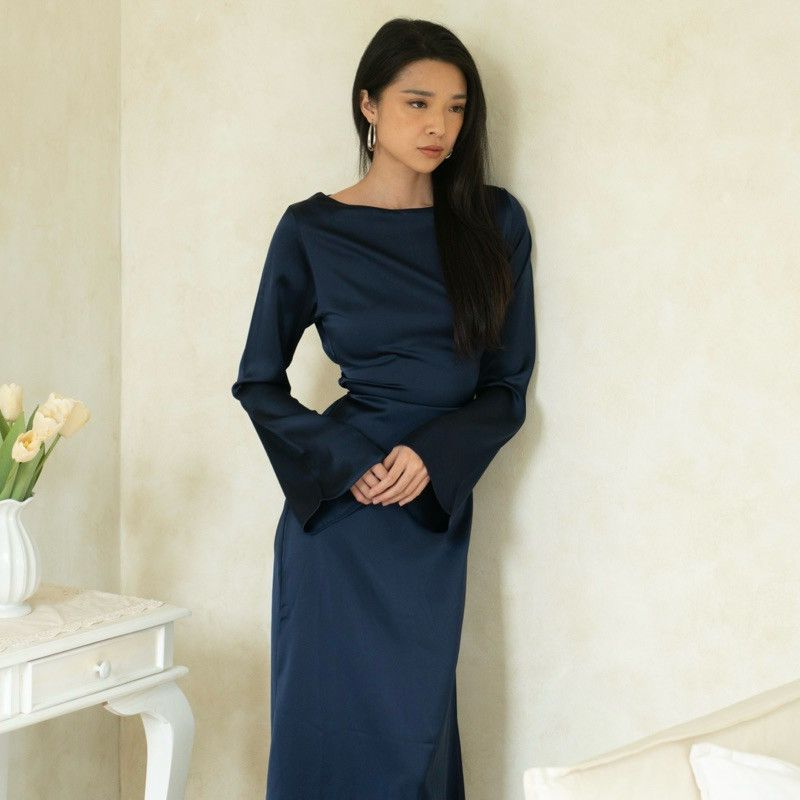 CLEA DRESS | ROOHA | Basic Satin Long Dress for Women Long Sleeves Maxi ...