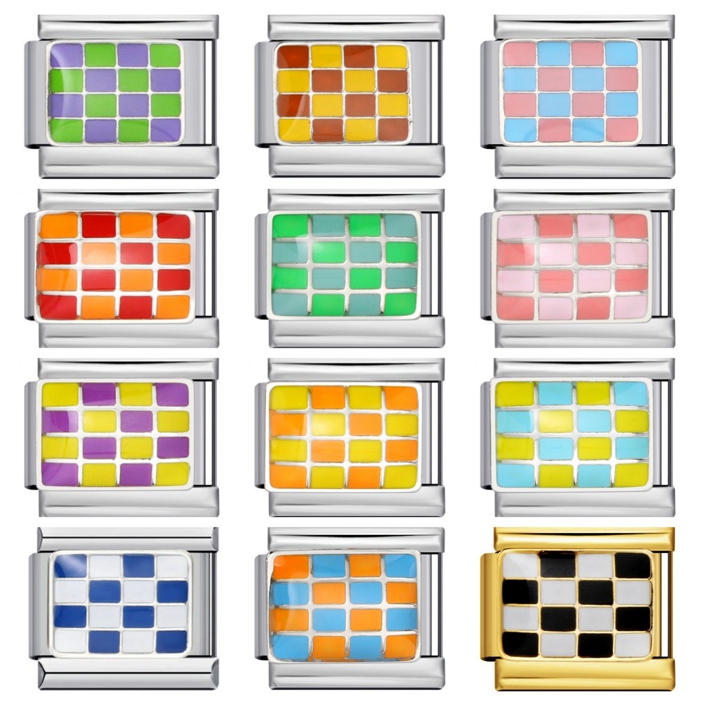 Fashion Color Checkerboard Series Italian Modular Bracelet Titanium ...