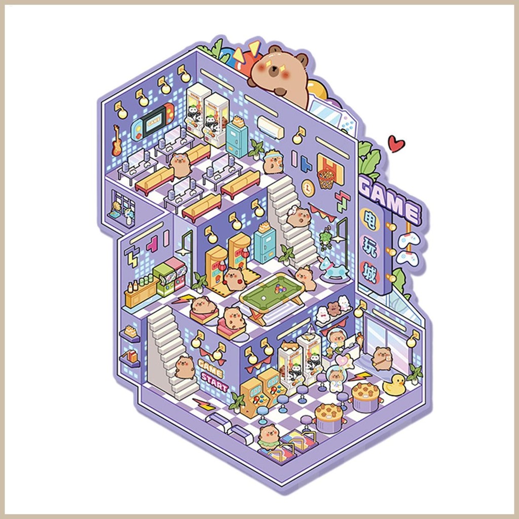 3D House Stickers 3D House Scene Miniature Stickers Cartoon Miniature ...